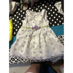 Young Land Toddler Girls 4T White & Purple Floral Dress - Easter Spring Party